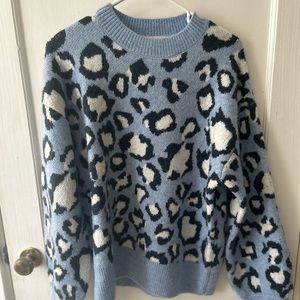 Mango Blue Cheetah Sweater